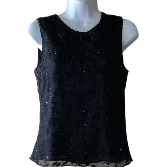 Ann Taylor Blouse Womens M Sleeveless Silk Embroidered Floral Beaded Top Elegant - Picture 1 of 9